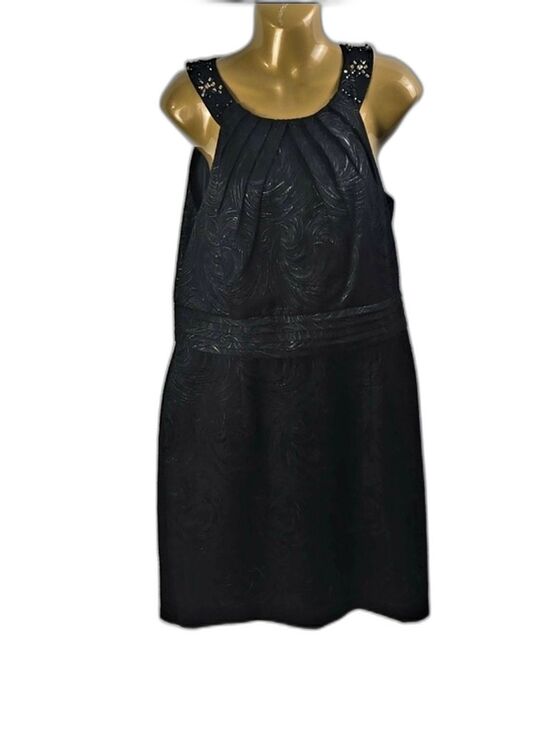 Tahari Dresses & Skirts - TAHARI Black Crystal Embellished Sleeveless Cocktail Dress Sz 12 Midi Formal